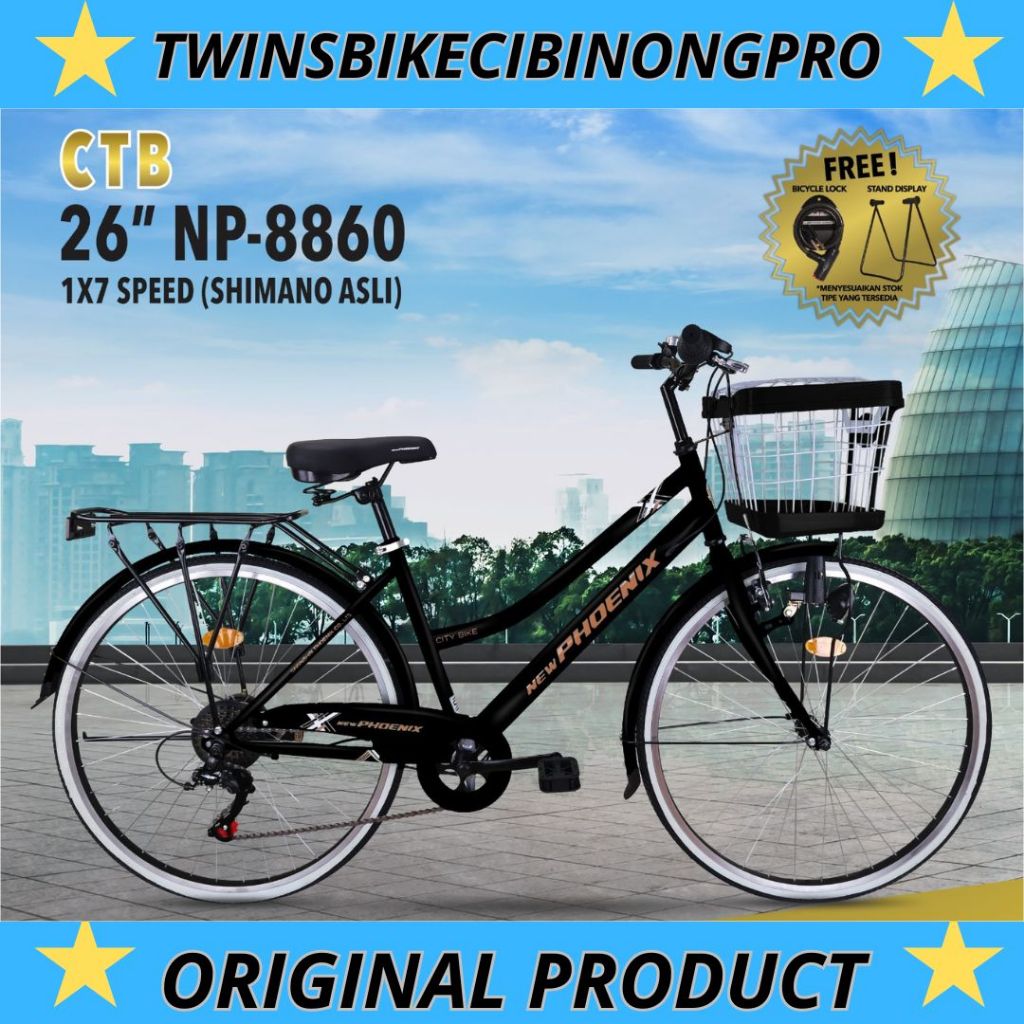 Sepeda 26 Mini Phoenix 8860 Citybike Free Paddock+Kunci Sepeda