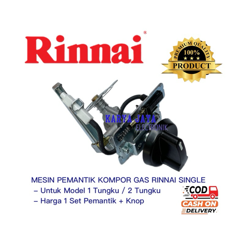 MESIN PEMANTIK + KNOP KOMPOR GAS RINNAI ORIGINAL MODEL SINGLE API - PEMANTIK RINNAI SET