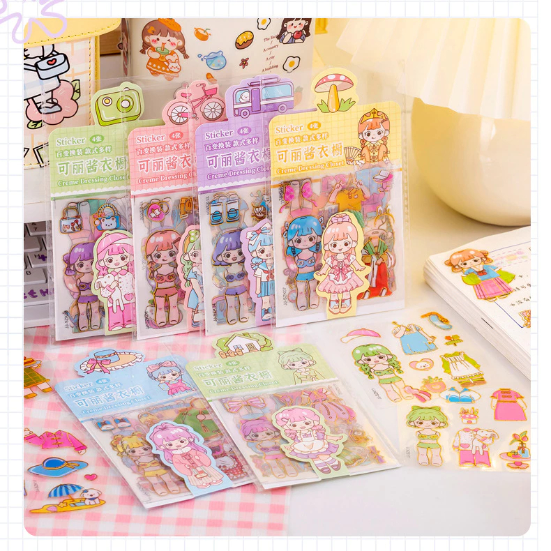 

Stiker Dressing Closet Sticker 4 Lembar Karakter Kartun Cute Girl