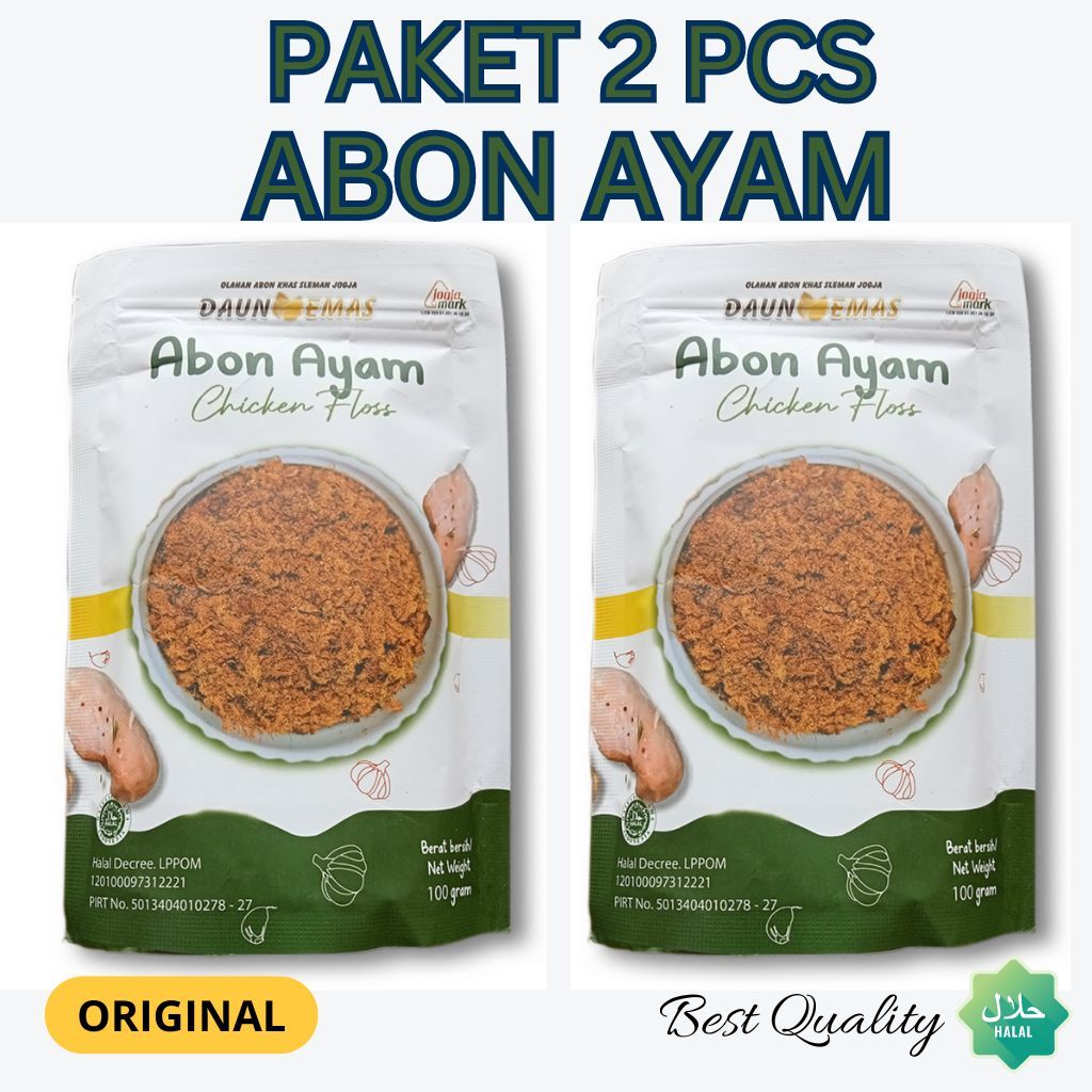 

PAKET HEMAT 2 PCS ABON AYAM 200 GR DAUN EMAS MANIS GURIH NO MSG TANPA PENGAWET MPASI HALAL SNACK