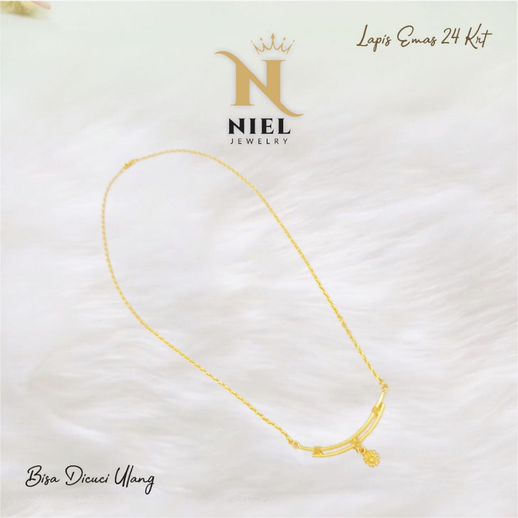 Kalung Emas Kalung Wanita Lapis Emas 24K Model Bambu Perhiasan Replika Wanita Import Premium