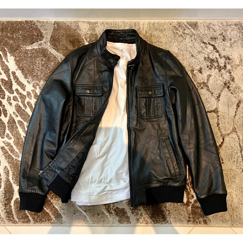 Jaket Kulit Bomber Trucker Ganteng Kerah Sanghai Second Preloved