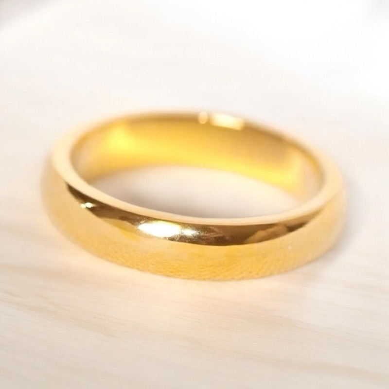 cincin casual  titanium berlapis emas pria wanita terkini