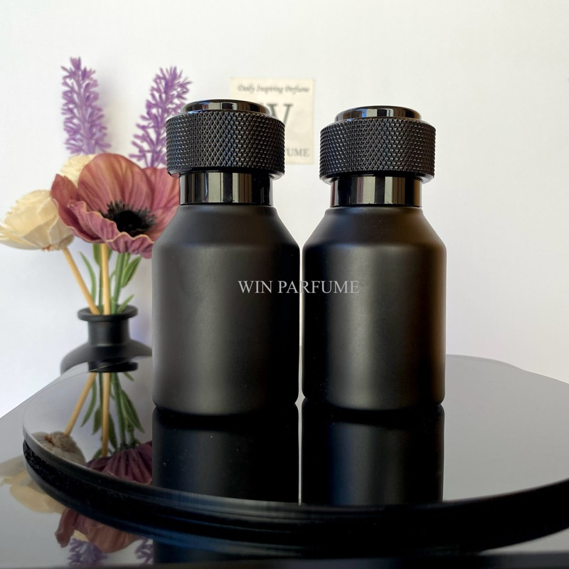Botol Parfum Hertic Hitam Doff 30ml Semi Press Tutup Hitam Premium Cincin Ring Spray Hitam