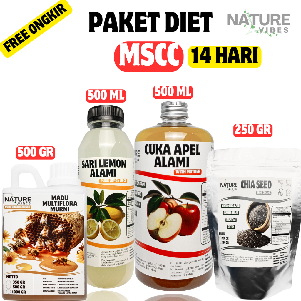 

PAKET DIET 14 HARI - CUKA APEL - SARI LEMON - MADU MULTIFLORA - CHIASEED - GARAM HIMALAYA