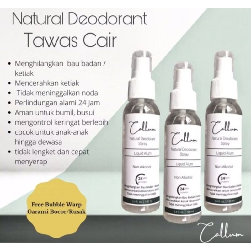 Deodorant Spray Callum Tawas Cair 100%Dêodoran Tawas Cair Callum Spray