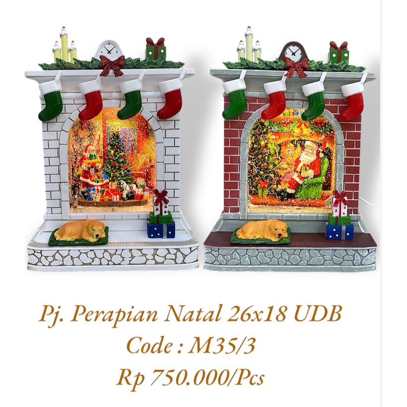 Pajangan Perapian Natal / Api Unggun Natal 26x18cm / Dekorasi Natal