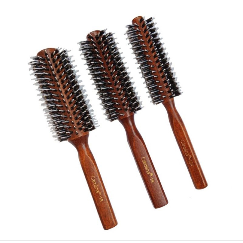 Sisir Blow Carolina Roll Styling Penata Pembentuk Rambut Salon Pegangan Gagang Kayu Professional Kec