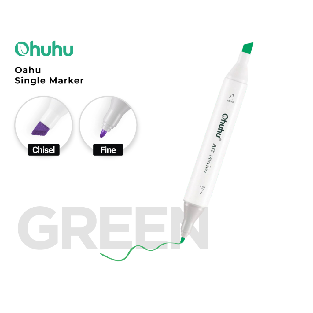 

OHUHU SINGLE Oahu (Fine & Chisel) - GREEN SERIES | 322 Colors Refill Marker Satuan