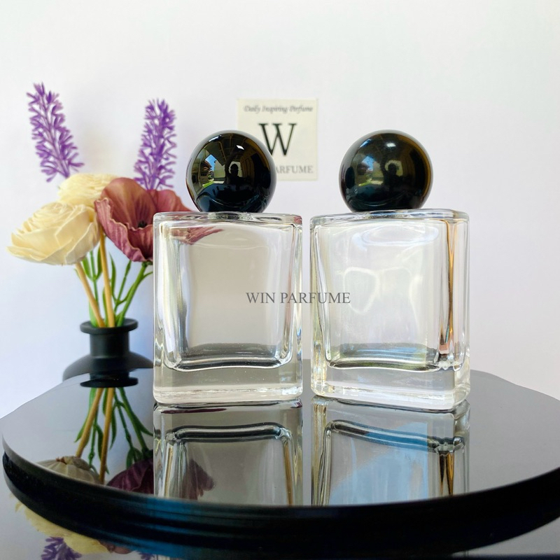 Botol Parfum Mewah Platinum 50ml Semi Press Tutup Hitam Bulat Ring Spray Hitam