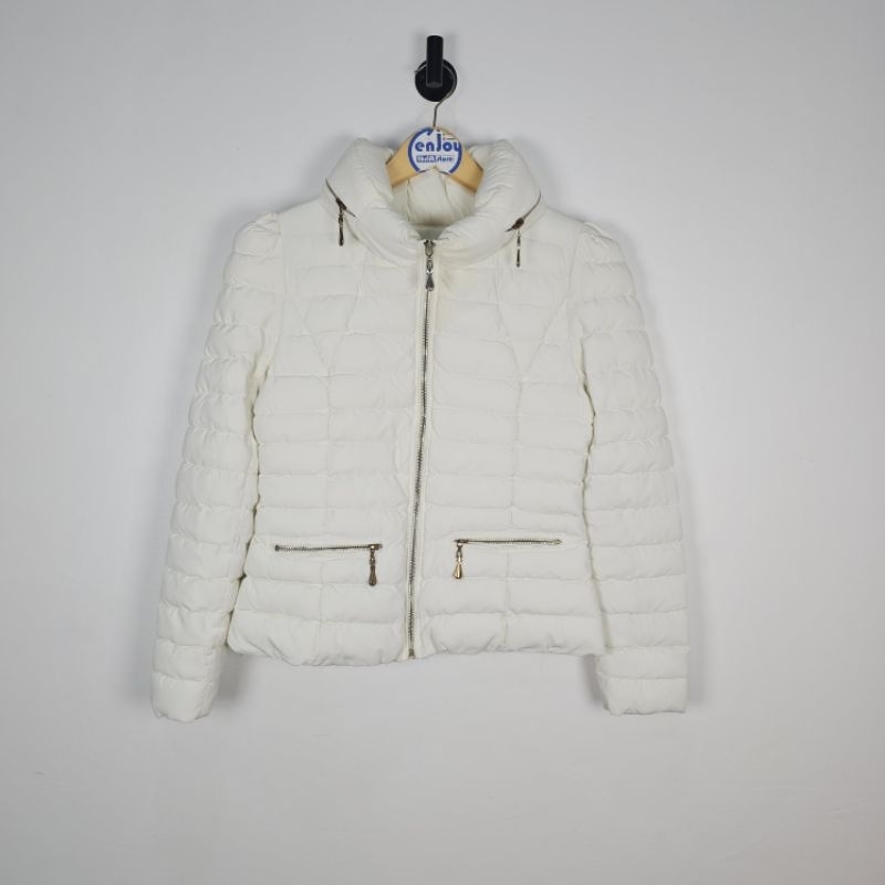 plain puffer polos bulang jacket tebal winter wanita cewek down second preloved