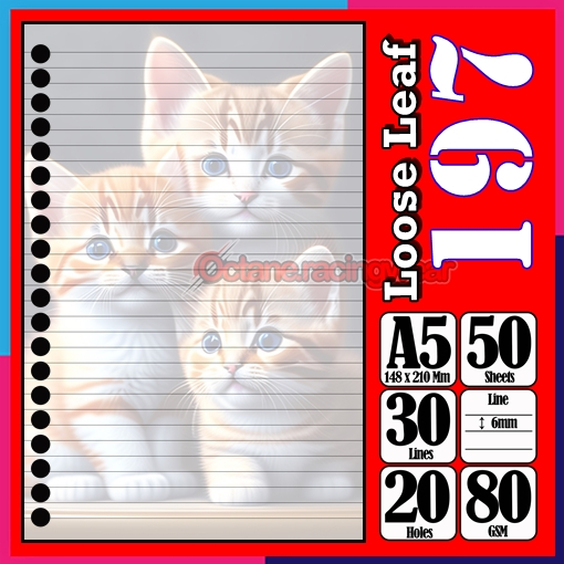 

Loose Leef Leaf A5 Isi 50 Lembar Binder Karakter Kucing Lucu cute Terbaru Polos refil Refill Vol-2