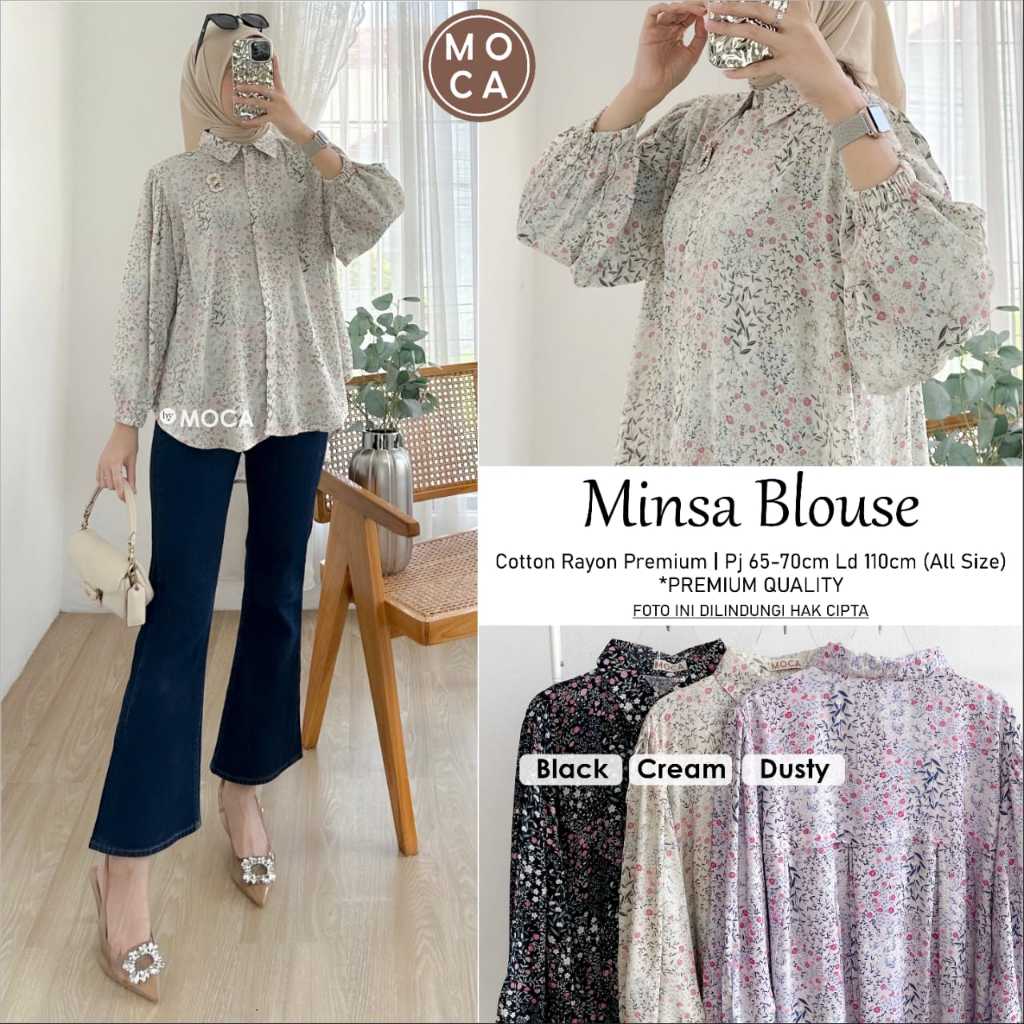 yf.fash - Minsa Blouse Motif Rayon Premium Atasan Wanita Rok Kekinian