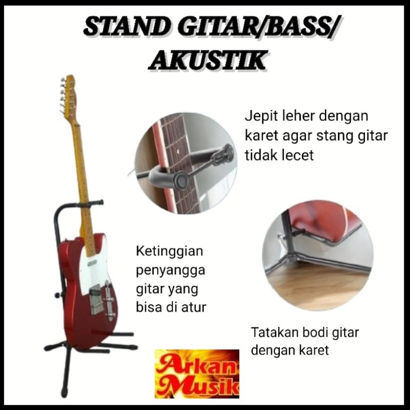 stand gitar/bass akustik/elektrik jepit original