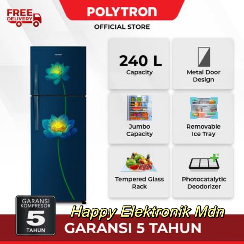 KULKAS POLYTRON JUMBO 2 PINTU KULKAS POLYTRON PRB287 POLYTRON PRB 287 POLYTRON Kulkas 240 Liter POLY