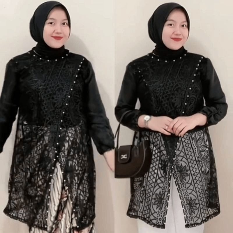 Fiona Outer Jumbo LD 120 Brokat Organza Full Payet / Tunik Brukat / Baju Hari Raya, Kondangan,