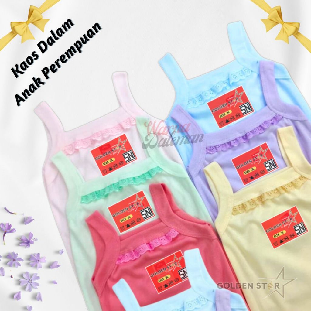 6 Pcs Kaos Dalam Kaos Kutang Anak ABG Golden Star Polos Putih - Singlet Anak SD SMP SMA - kaos Dalam