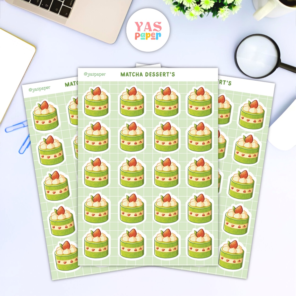 

YASPAPER - Sticker sheet matcha dessert | size A6 waterproof