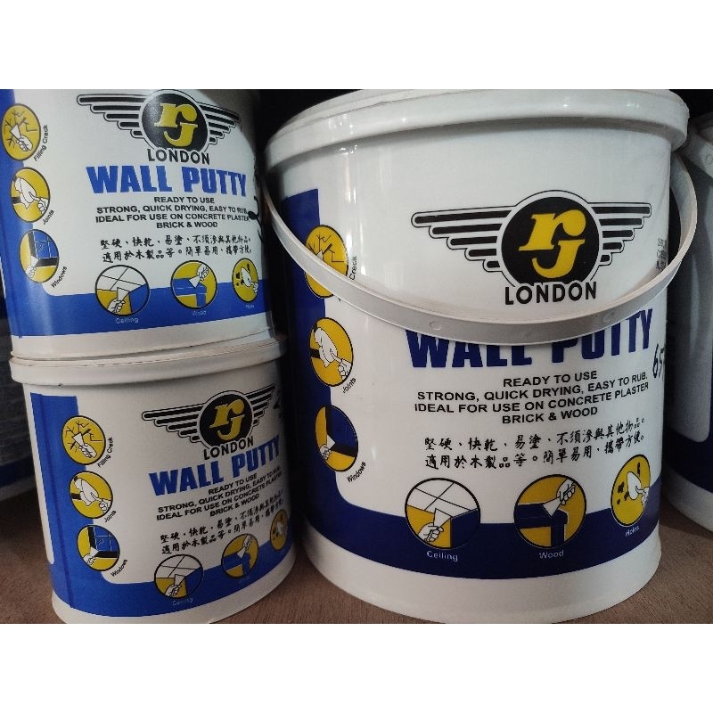 Dempul kayu/ Dempul dinding/ Wall Puty merk RJ kemasan 0.5 kg, 1 kg dan 5 kg,