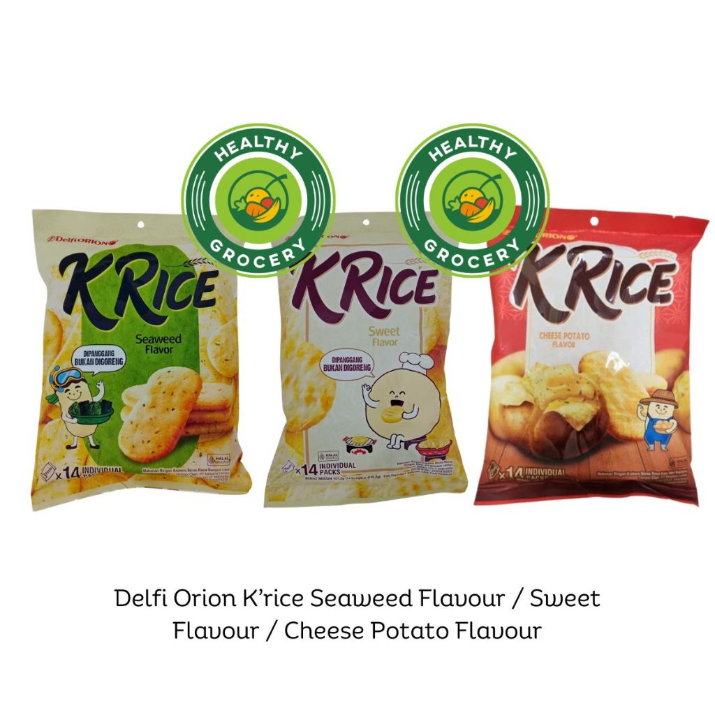 

Delfi Orion K'Rice Krackers Beras Rasa Manis / K'Rice Crackers Sweet Flavour / K'Rice Crackers Seaweed Flavour / O'Rice Crackers Seaweed Flavour