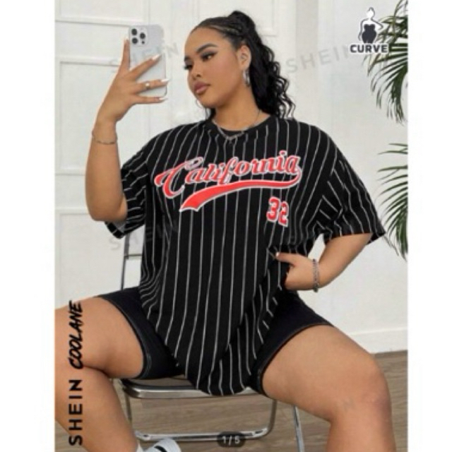SHEIN plus Size, Stripe Letter Patern Tshirt/Dress