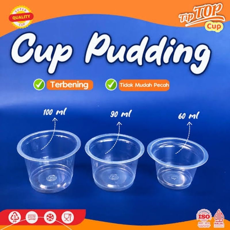 Cup puding dan tutup ukuran 65,90 dan 100 ml(50 pcs)