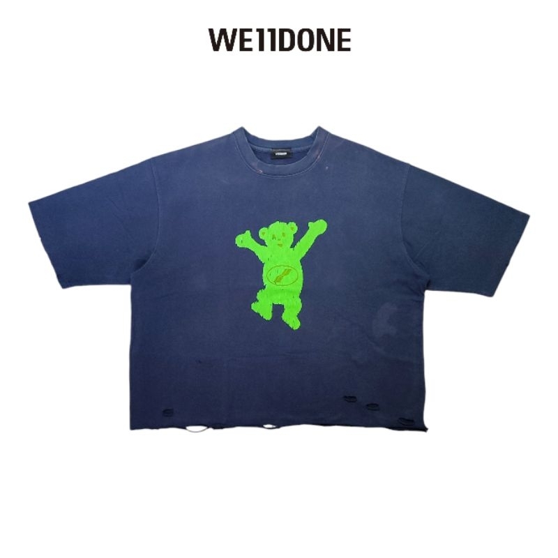 Kaos t-shirt boxy crop ripped sunfade we11done