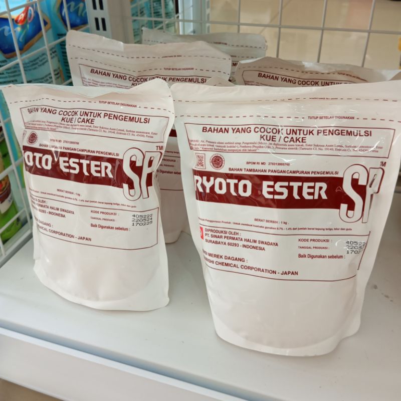 

Ryoto Ester SP Kue 1kg Cake Stabilizer Emulsifier Pelembut Pengembang Cake Roti Bolu Halal