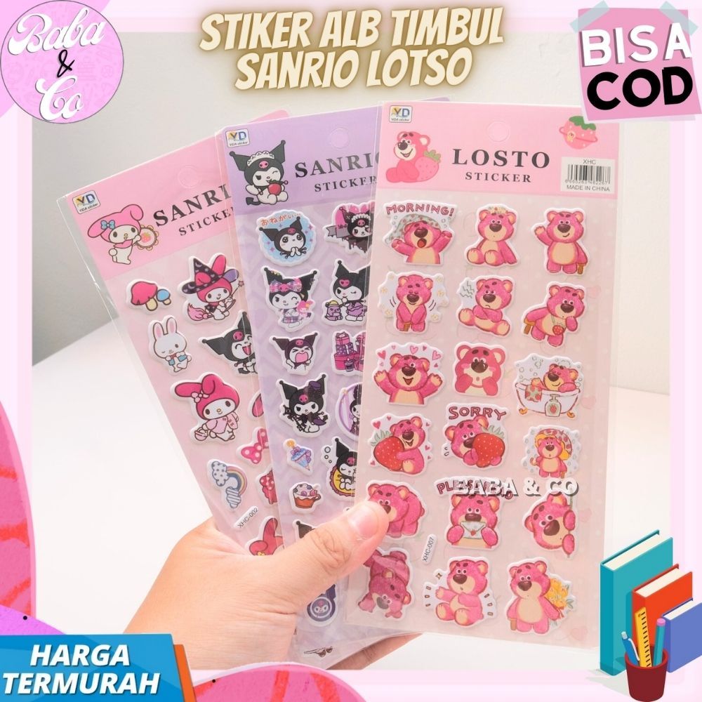 

STIKER ALB TIMBUL SANRIO LOTSO STICKER LABEL 1 LEMBAR ALB TIMBUL LOTSO KUROMI MELODY LUCU UNIK MURAH