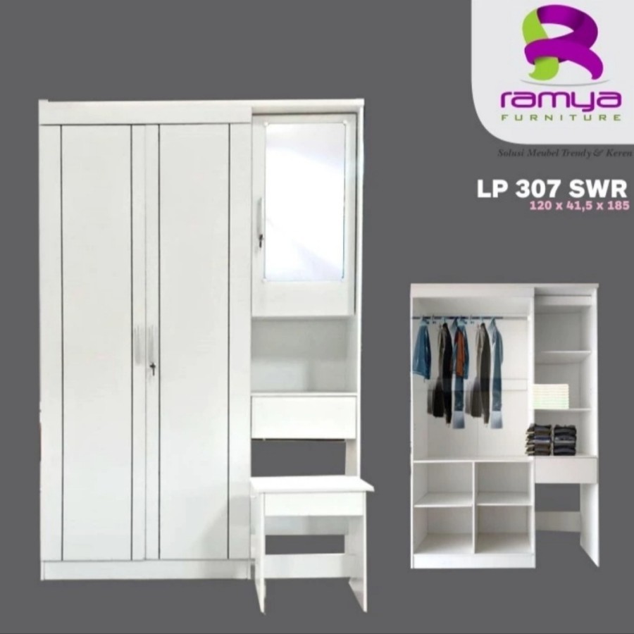 Lemari Baju 3 Pintu Meja Rias Ramya Lemari 3 Pintu Kaca