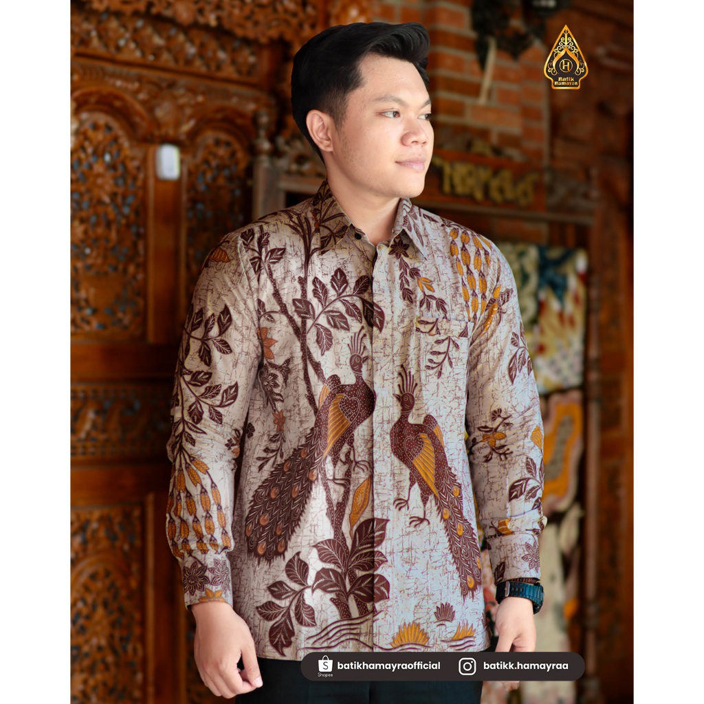 BATIK HAMAYRA Kemeja Batik Pria |Baju Batik Pria Lengan Panjang Motif Cendrawasih elok