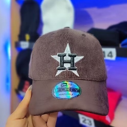 Topi import Logo H hornets Baseball mlb NewEra cap Bahan konduroy coklat tua pria wanita terbaru cod