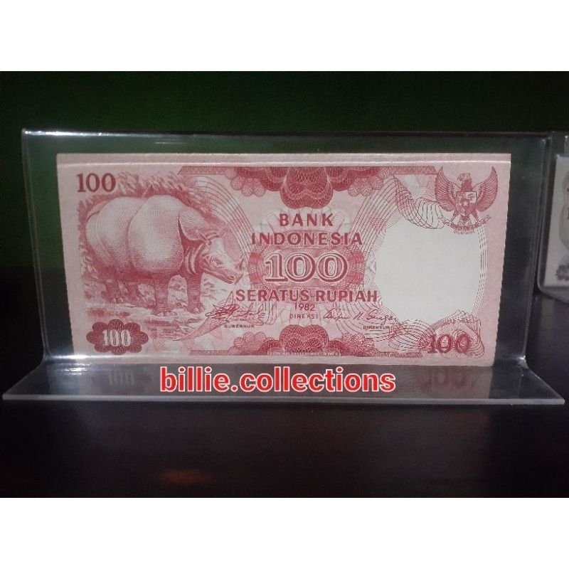 koleksi uang kuno langka 100 rupiah badak tahun 1982 replacement