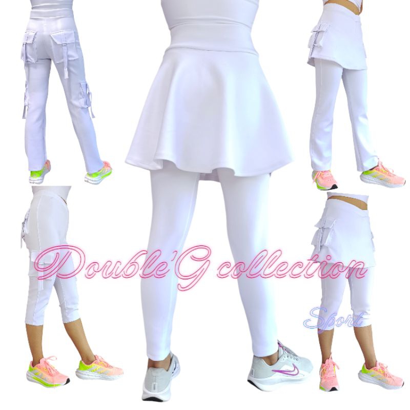 DoubleG collection/celana senam cargo putih/celana panjang olahraga wanita celana rok kantong) leggi