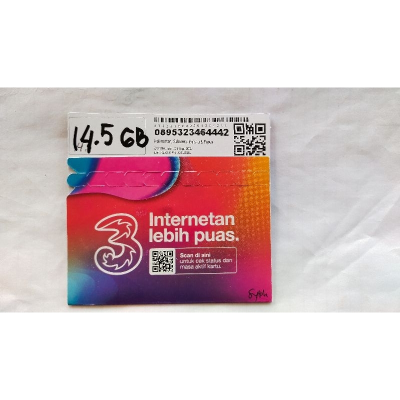 KARTU PERDANA TRI 18GB|2GB| 52 GB