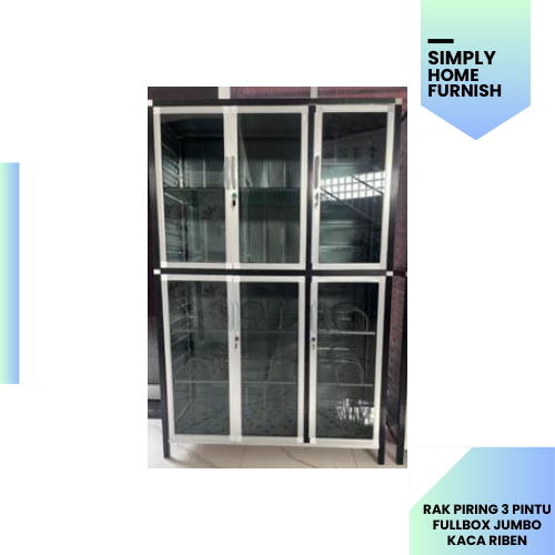 RAK PIRING 3 PINTU FULLBOX JUMBO KACA RIBEN (PENGIRIMAN BOGOR DAN SEKITARNYA)