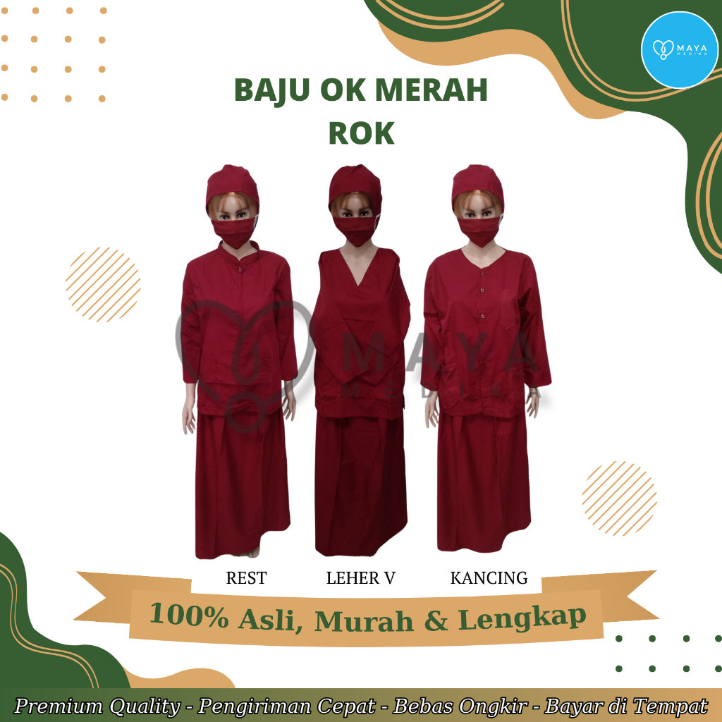 Baju OK Merah Lengan Panjang Rok