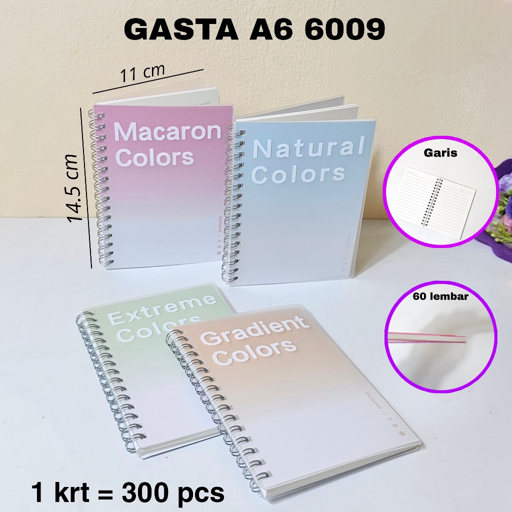 

GG Buku Tulis Spiral GASTA Biasa Cover PP A6-60/Notebook/Buku Catatan/Note Book