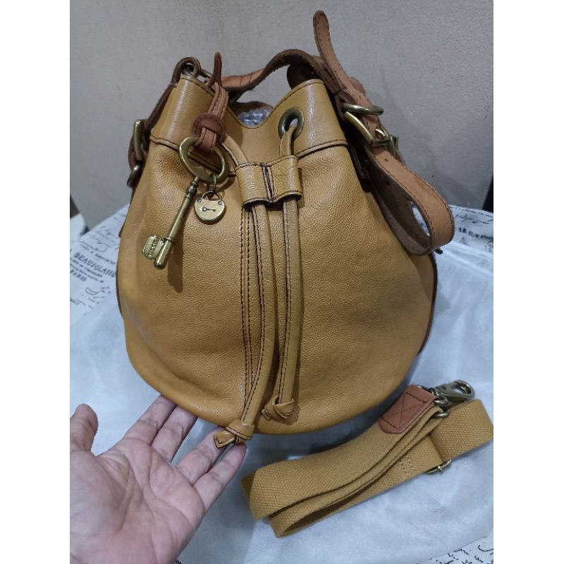(SALE NOVEMBER) tas Fossil VRI serut kuning preloved