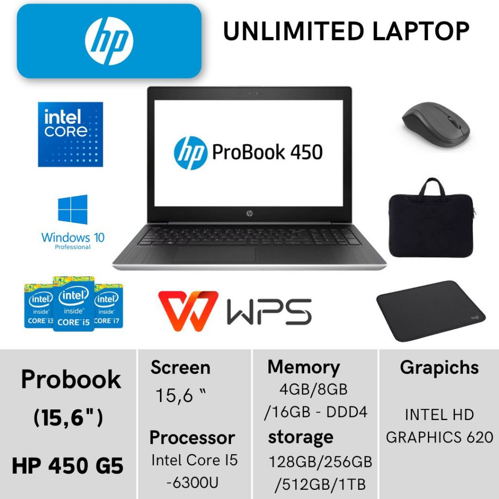 LAPTOP HP PROBOOK HP 450 HP 455 G3 AMD 10 CORE i5 LAYAR 15,6 INCH MURAH PENINGKATAN TERBARU