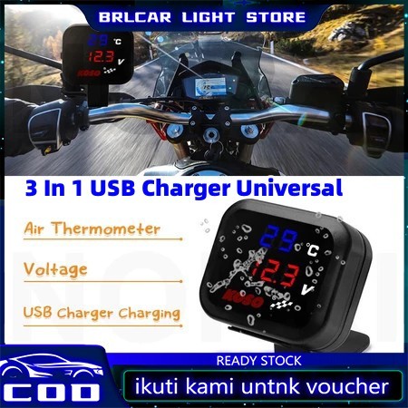 Voltmeter Koso 3 In 1 USB Charger Universal SEMUA MOTOR Anti Air Original Termometer Digital Jam Suh