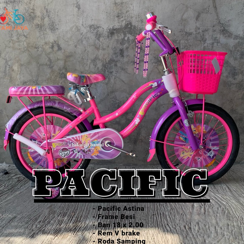 Sepeda Mini ring 18 Pacific Astina |Sepeda keranjang |Sepeda anak cewek roda 4 mini keranjang |Seped
