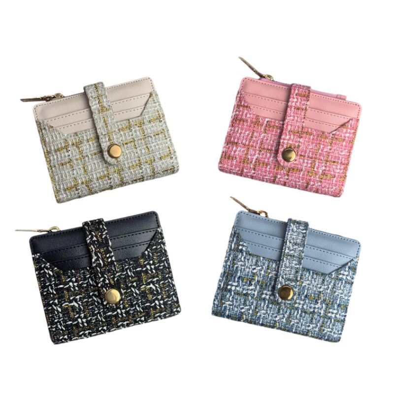 Aly Prade dompet kekinian Dompet lipat wanita bahan kanvas premium estetis Dompet wanita kecil impor