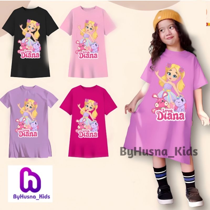 DRESS TUNIK LOVE DIANA BAJU ANAK KAOS ANAK LOVE DIANA VLOG YOUTUBE KIDS DIANA SHOW ATASAN ANAK UNISE