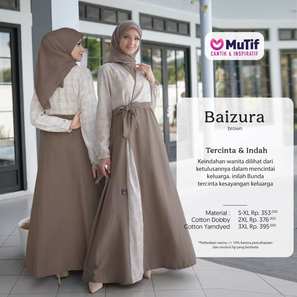 [COD] PROMO MUTIF BAIZURA - GAMIS WANITA MUTIF || ORIGINAL || Mutif Baizura Brown
