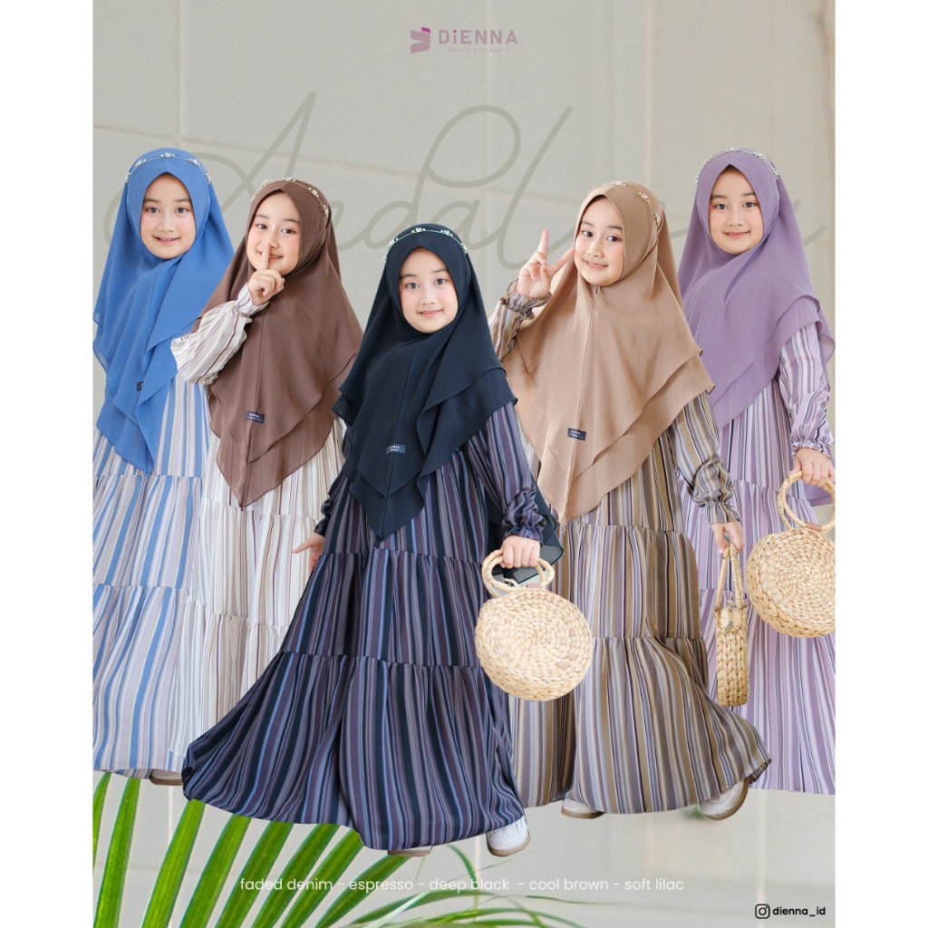 DIENNA KIDS ANDALUSIA DRESS ONLY - GAMIS ANAK - DRESS COUPLE MOM N KIDS -SARIMBIT DRESS SALUR - MOTI