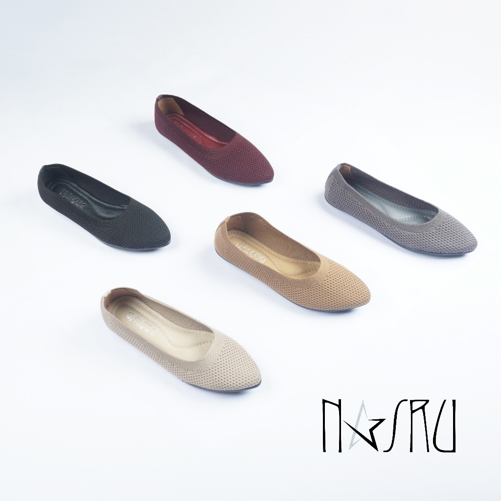 Nasru Flat Shoes Wanita Diana Sepatu Wanita Rajut import Balet Women Shoes Premium
