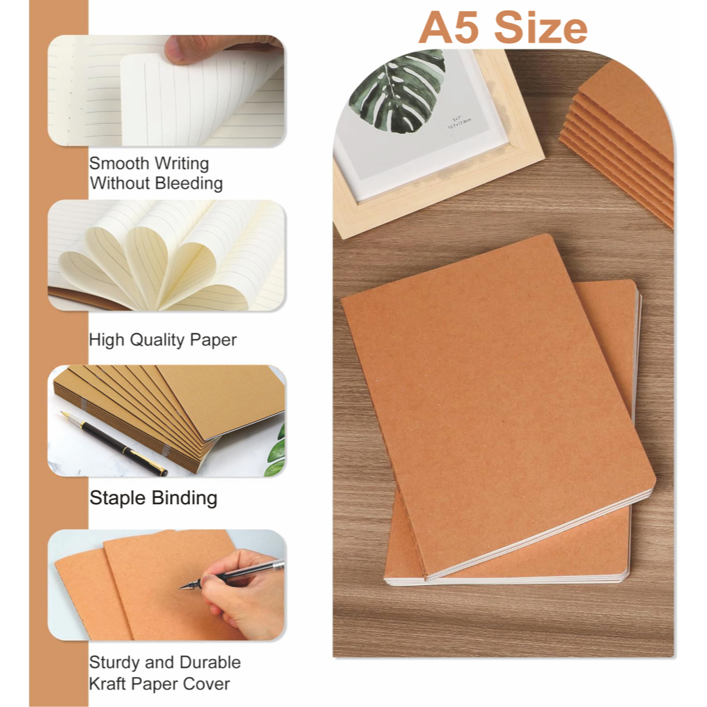 

Buku Tulis Kraft Notebook Buku 32 Lembar Diary Book Garis / Polos / Kotak ukuran A5