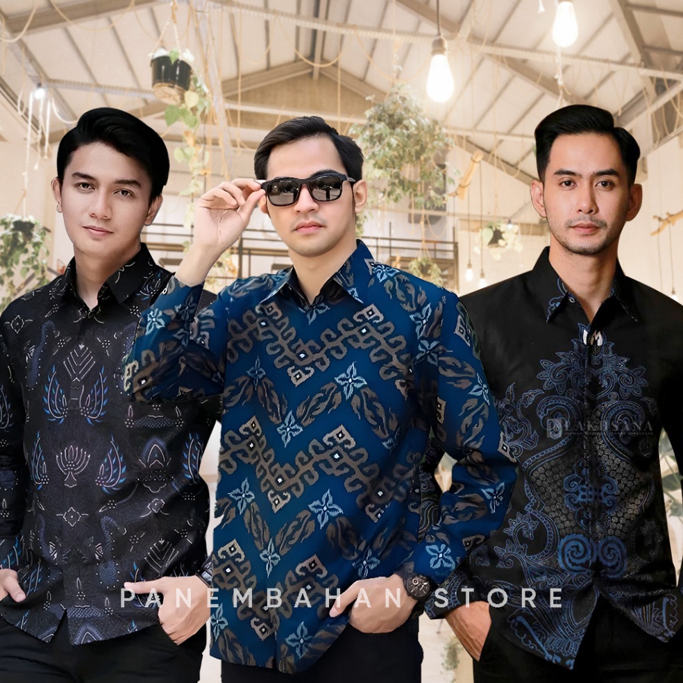 KEMEJA BATIK PRIA LENGAN PANJANG MODERN CASUAL MODIS BAJU BATIK MOTIF KEREN M L XL XXL KODE J9S2