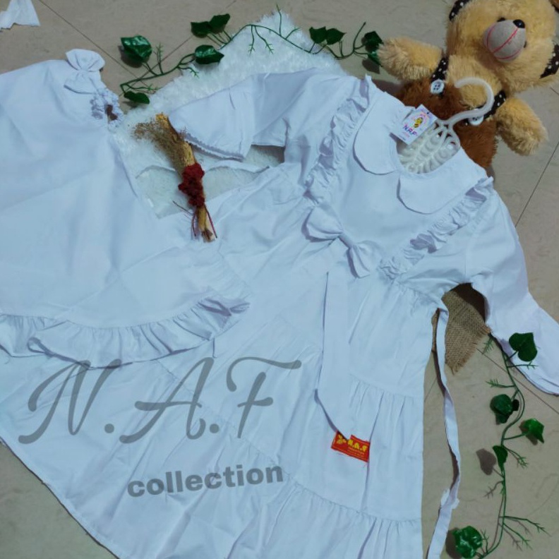 KODE L78B Dress muslim anak perempuan Gamis putih anak usia TK dan SD umur 313 tahunbaju manasik haj